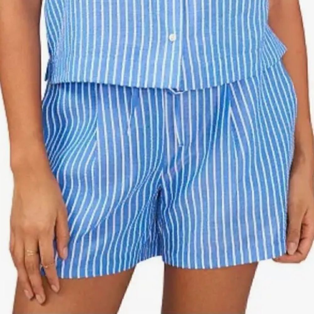 Riley And Rae Seer Sucker Shorts 4” Tie Stripe Blue White S